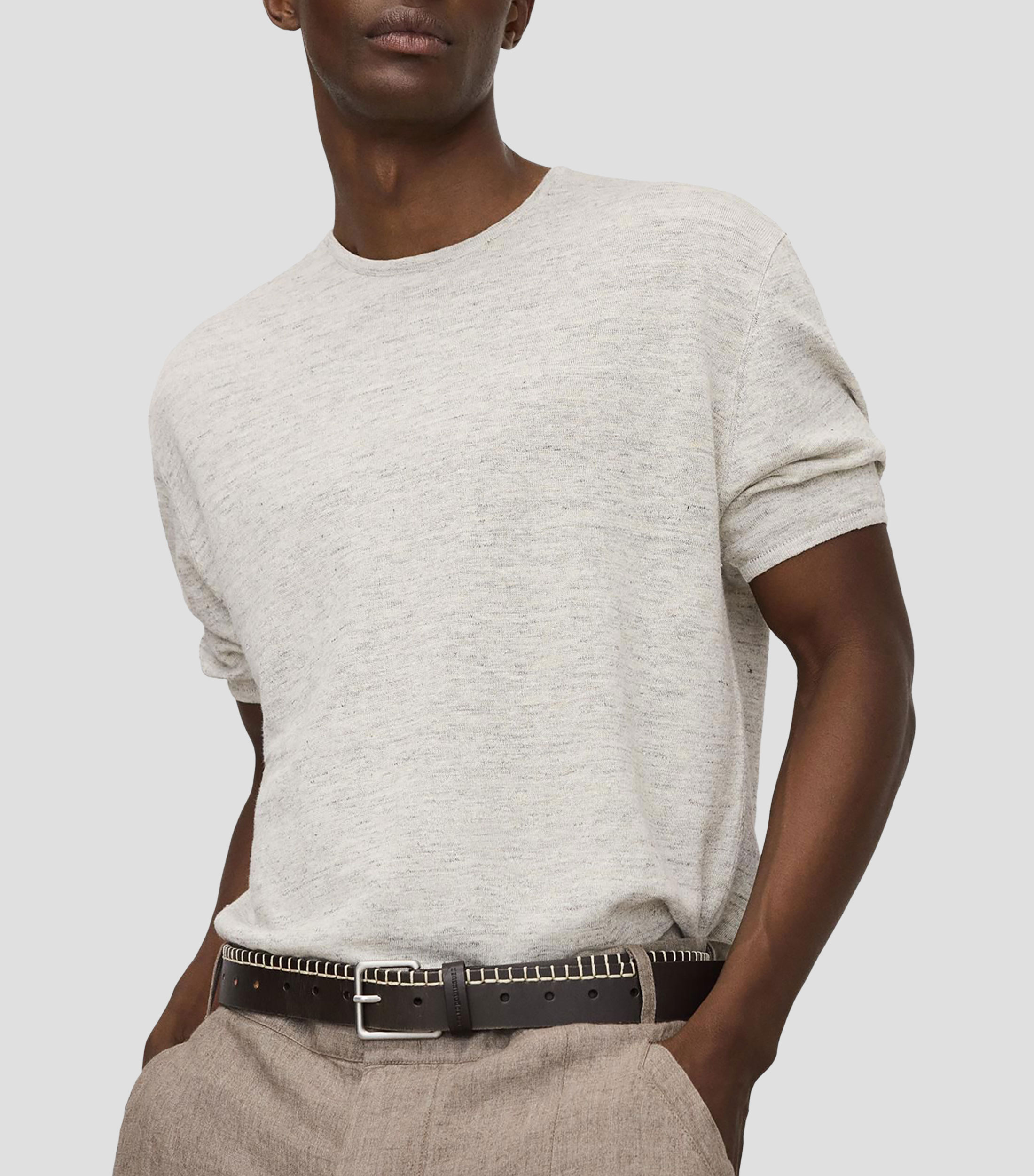 Playera cuello redondo manga corta jaspeada Hombre